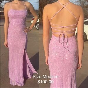Elegant Lavender Strappy Evening Dress